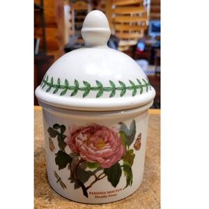 Portmeirion Botanic Garden Peony Sugar or Bath Jar Bowl With Lid Made in Britain